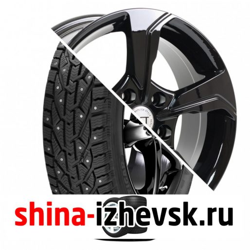 Колесо в сборе Tigar Ice 205/55 R16 T 94 + RST R026 6.5xR16 5×114.3 ET46 DIA67.1 Черный глянцевый в Ижевске